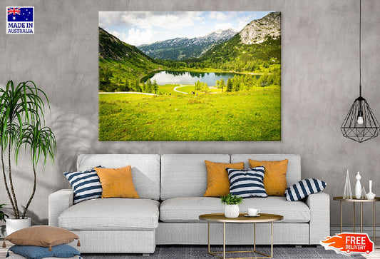 Green Valley Near Alp Mountains Photograph Print 100% Australian Made
