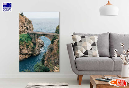 Old Stone Bridge & Sea Photograph in Italy Print 100% Australian Made