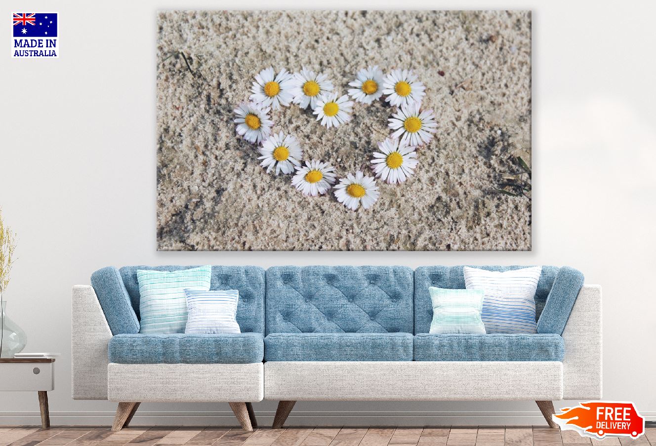 White Daisy Flower Heart Shape Design Photograph Print 100% Australian Made