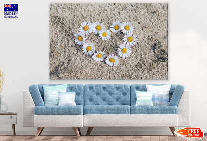 White Daisy Flower Heart Shape Design Photograph Print 100% Australian Made