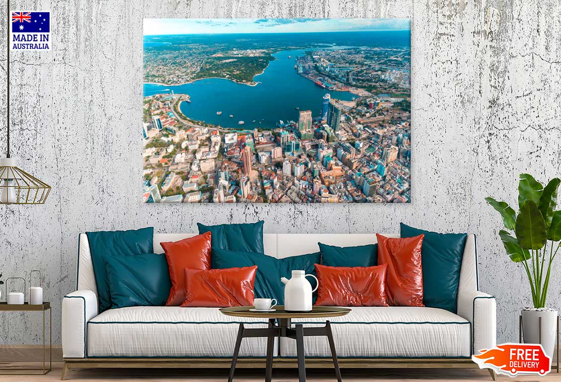 Aerial View of Dar es Salaam City Print 100% Australian Made