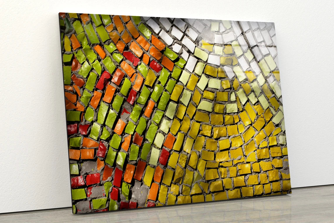 Colorful Brick Floor Photograph Acrylic Glass Print Tempered Glass Wall Art 100% Made in Australia Ready to Hang