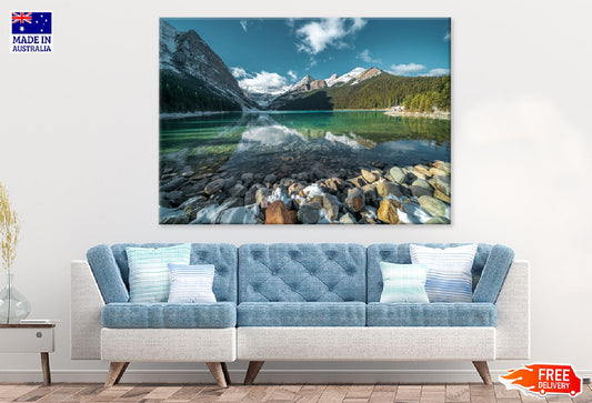Stones Turquoise Water Lake Hills Photograph Print 100% Australian Made