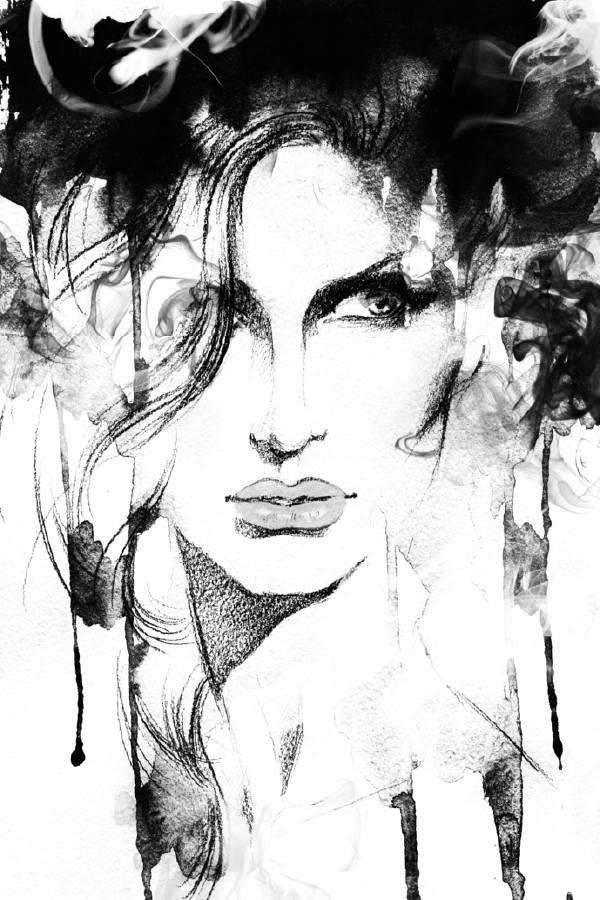 Woman Face B&W Abstract Watercolor Painting Print 100% Australian Made