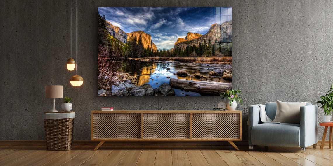 Mountain Lake Scenery Print Tempered Glass Wall Art 100% Made in Australia Ready to Hang