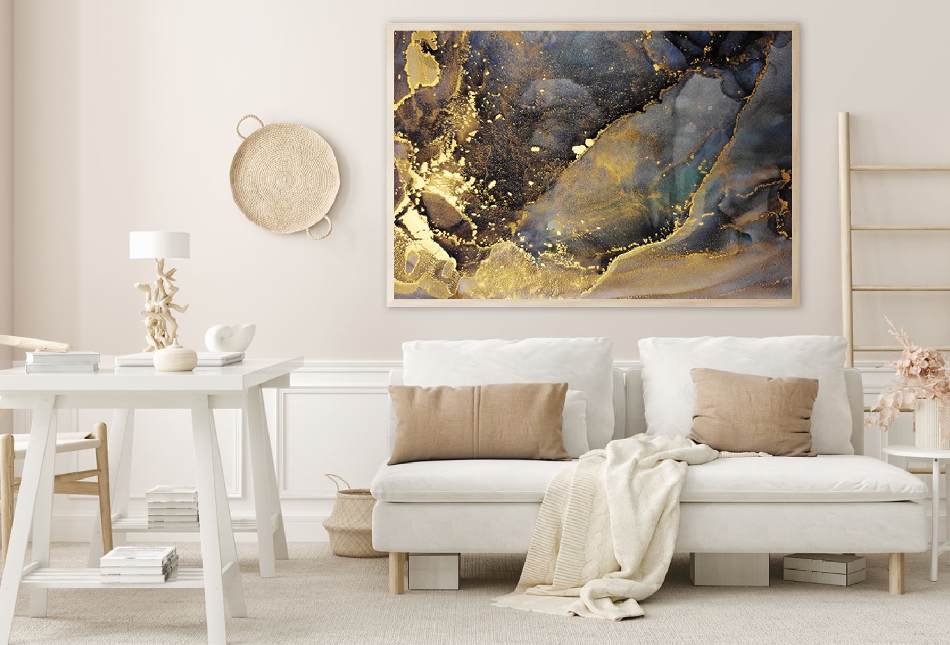 Gold Spray & Black Abstract Design Home Decor Premium Quality Poster Print Choose Your Sizes