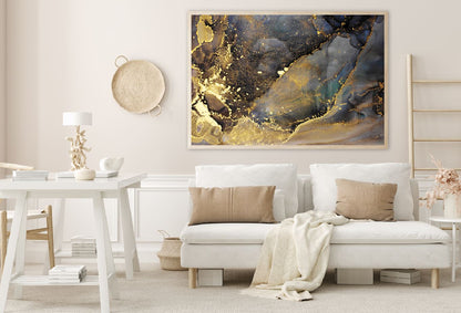 Gold Spray & Black Abstract Design Home Decor Premium Quality Poster Print Choose Your Sizes