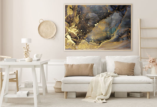 Gold Spray & Black Abstract Design Home Decor Premium Quality Poster Print Choose Your Sizes