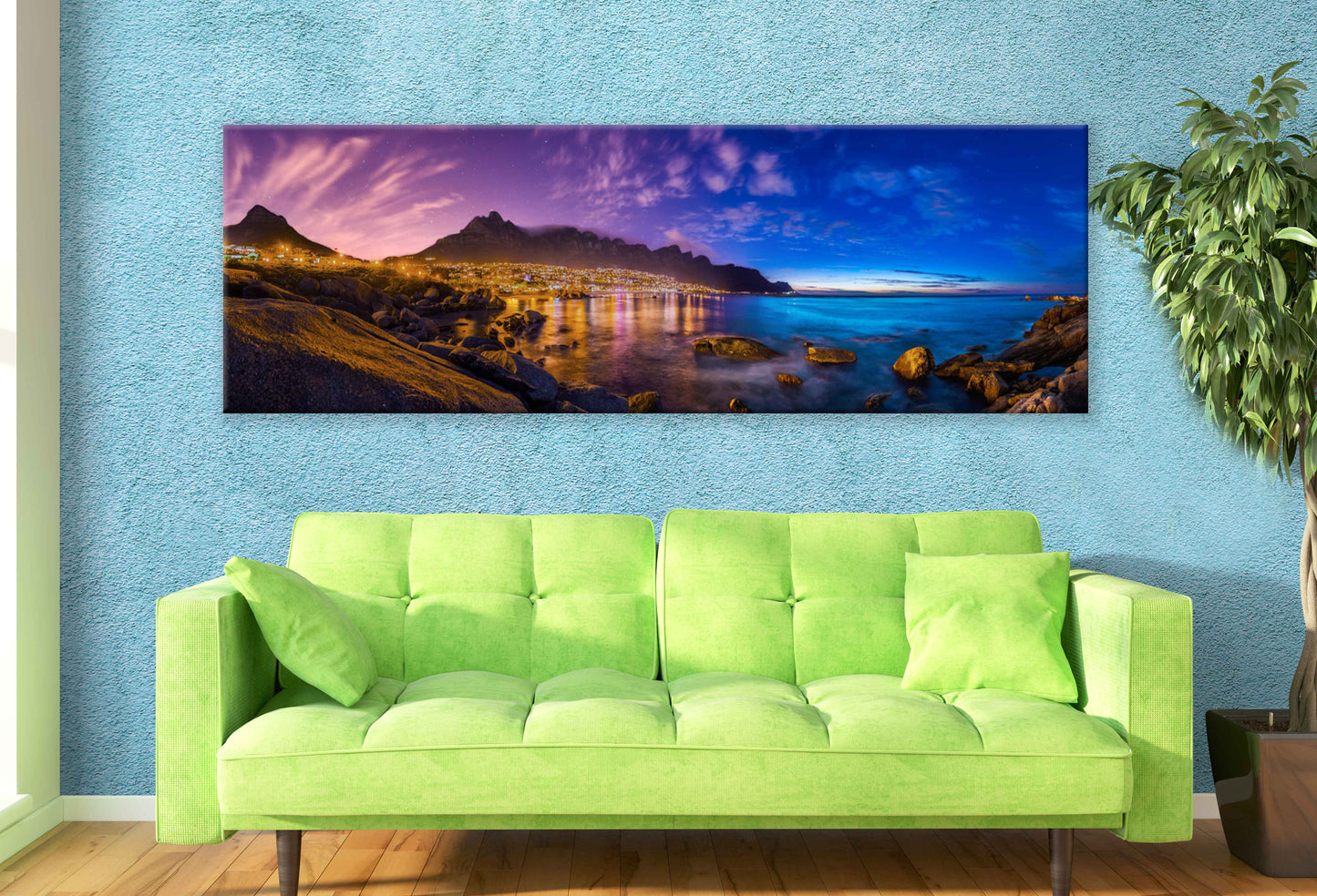 Panoramic Canvas Rocks near Sea View Photograph High Quality 100% Australian Made Wall Canvas Print Ready to Hang