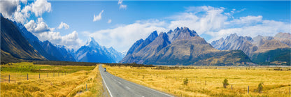 Panoramic Canvas Mountains Road View Photograph High Quality 100% Australian Made Wall Canvas Print Ready to Hang