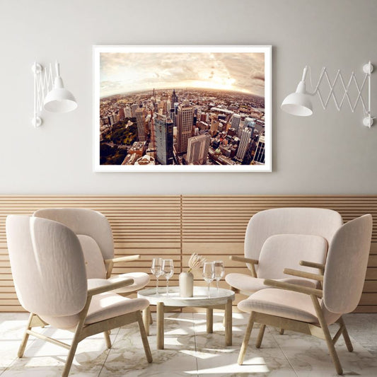City Buildings Sunset Photograph Home Decor Premium Quality Poster Print Choose Your Sizes