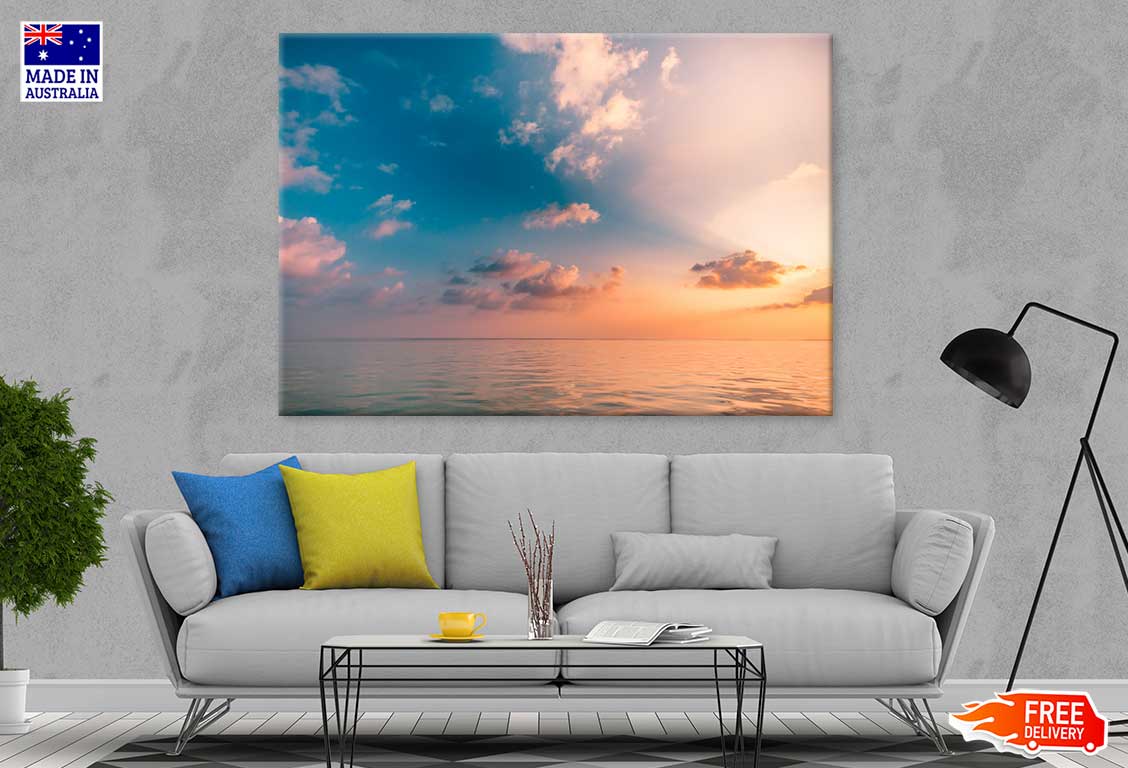 Ocean View Orange & Golden Sunset Photograph Print 100% Australian Made