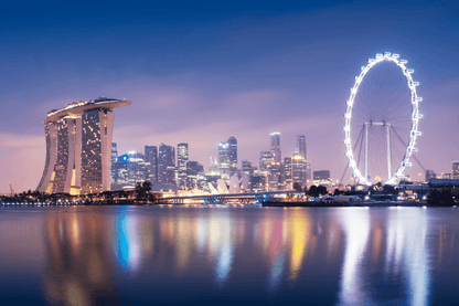 Singapore Skyline at Night. Print 100% Australian Made