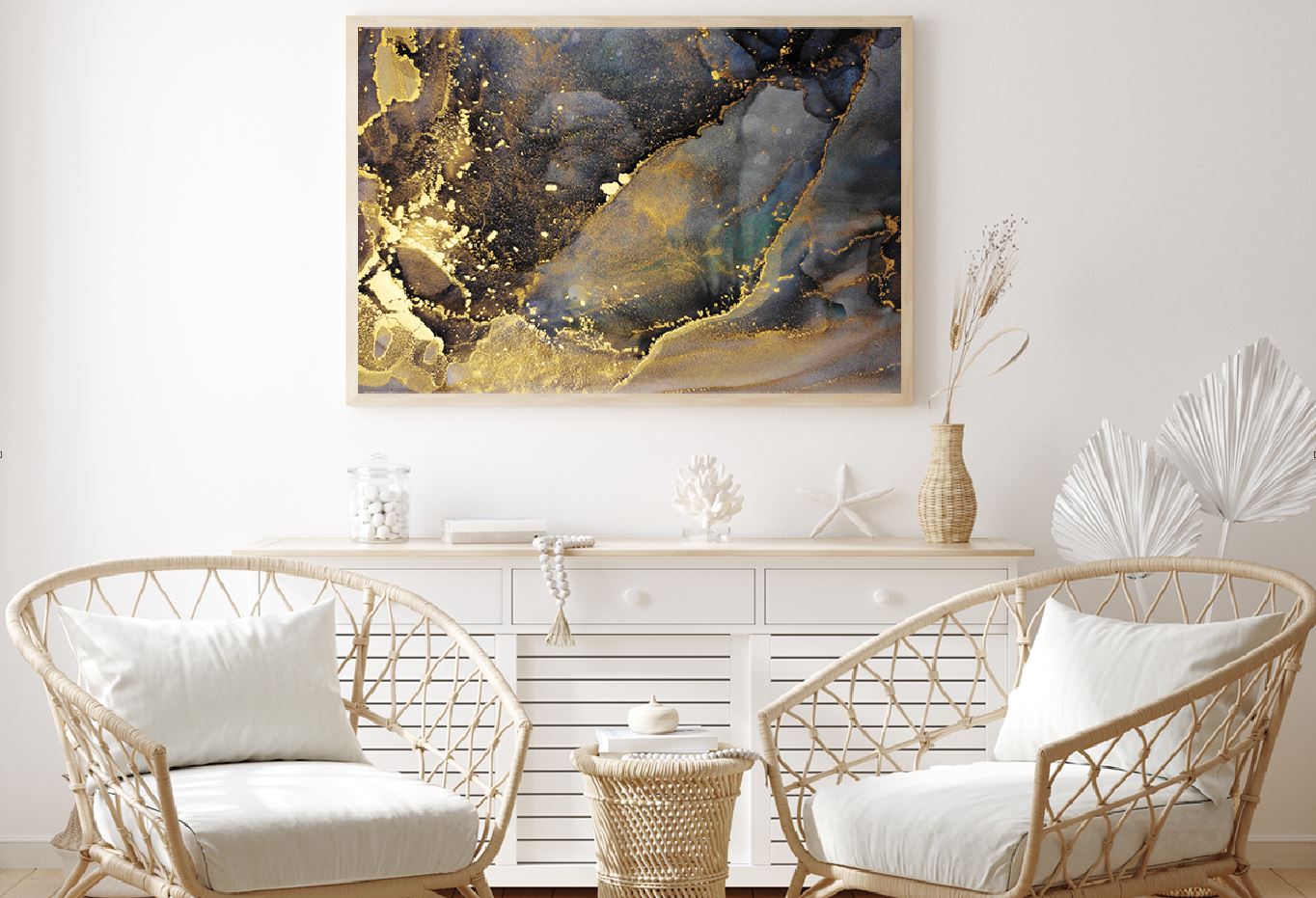 Gold Spray & Black Abstract Design Home Decor Premium Quality Poster Print Choose Your Sizes
