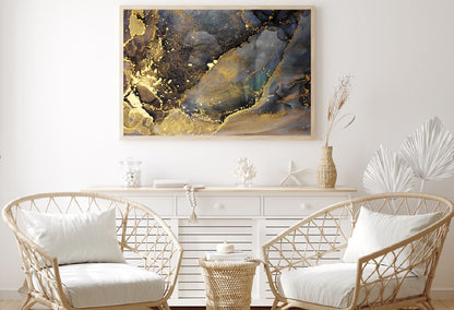 Gold Spray & Black Abstract Design Home Decor Premium Quality Poster Print Choose Your Sizes