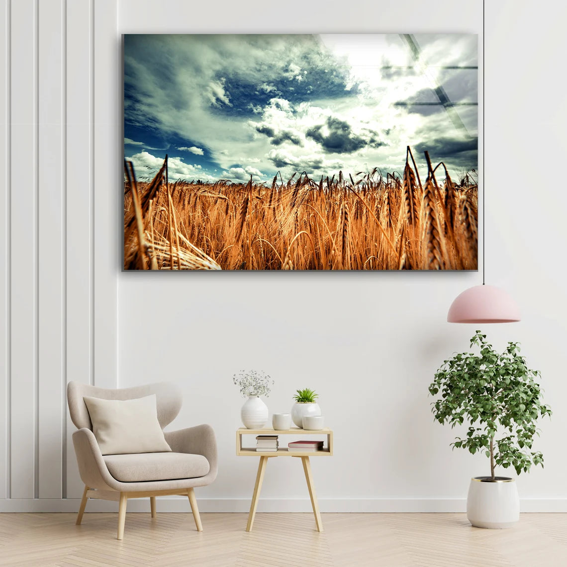 Wheat Field & Sky Photograph Acrylic Glass Print Tempered Glass Wall Art 100% Made in Australia Ready to Hang