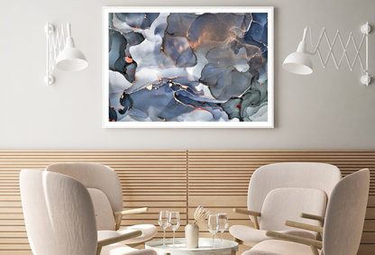Gray Blue & Gold Abstract Design Home Decor Premium Quality Poster Print Choose Your Sizes