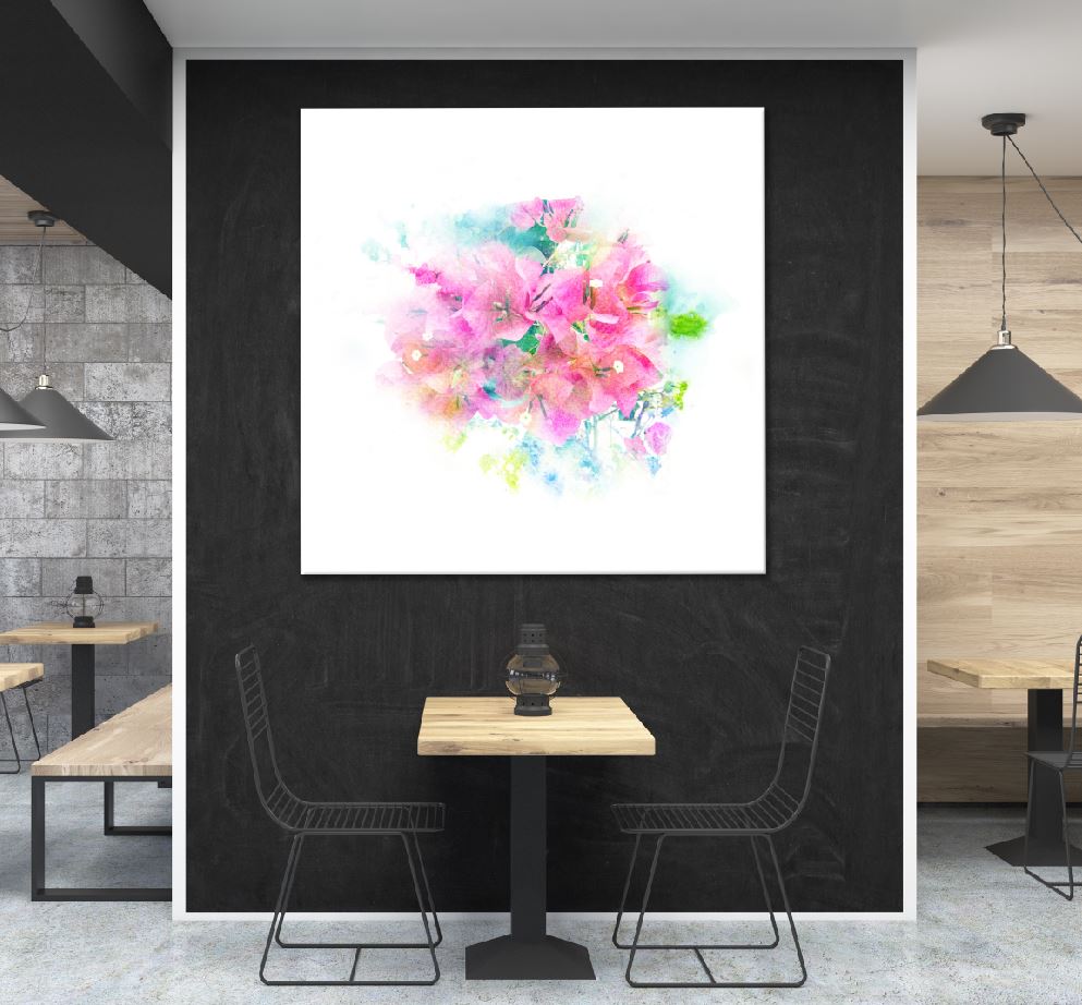 Square Canvas Artistic Pink Flowers Watercolor Painting High Quality Print 100% Australian Made