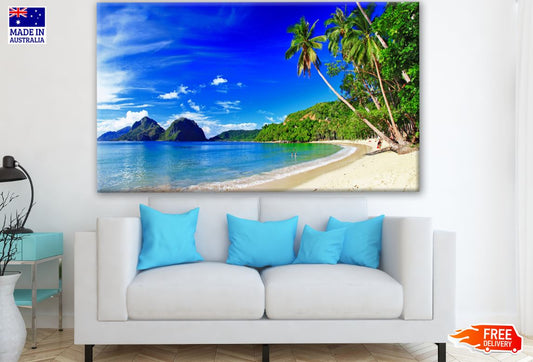 Beach with Palm Trees Photograph Print 100% Australian Made
