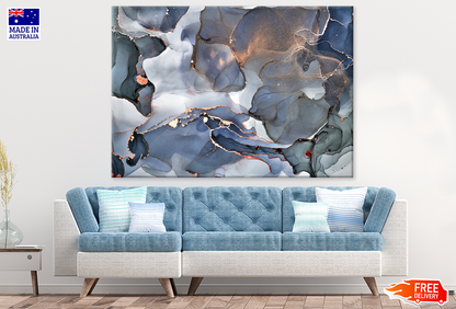 Gray Blue & Gold Abstract Design Print 100% Australian Made