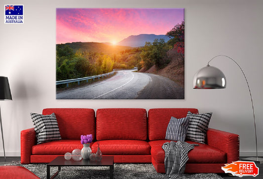 Mountain & Road Forest Sunset Photograph Print 100% Australian Made