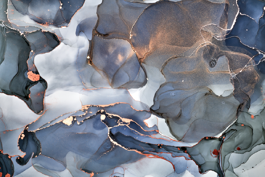 Gray Blue & Gold Abstract Design Print 100% Australian Made