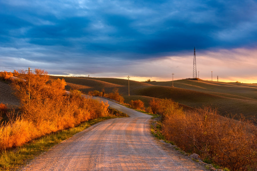 Tuscan Countryside Road Autumn Photograph Print 100% Australian Made