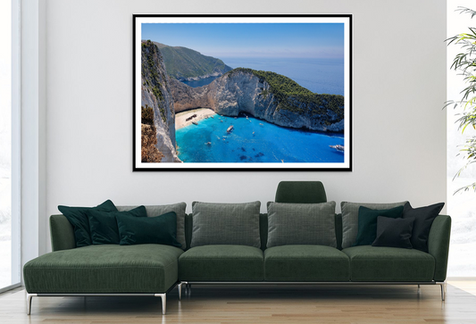 Boats On Sea & Rock Cave View Photograph Home Decor Premium Quality Poster Print Choose Your Sizes