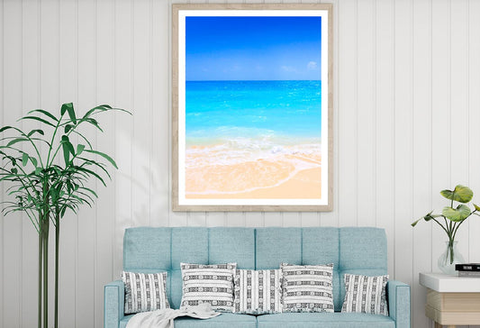 Sandy Beach with Turquoise Ocean Photograph Home Decor Premium Quality Poster Print Choose Your Sizes