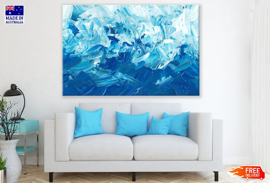 White & Blue Abstract Design Print 100% Australian Made