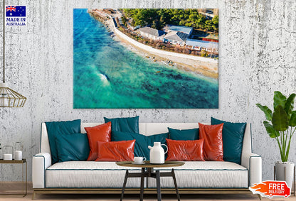 Sea Coastline with Houses Aerial View Photograph Print 100% Australian Made