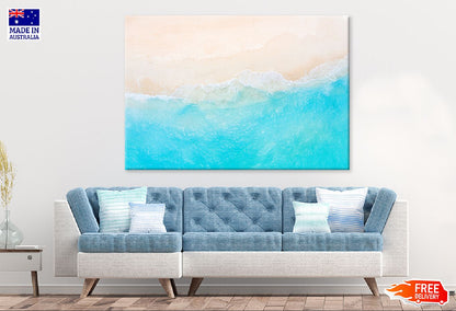 Clear Blue Sea Wave & Sand Aerial Photograph Print 100% Australian Made