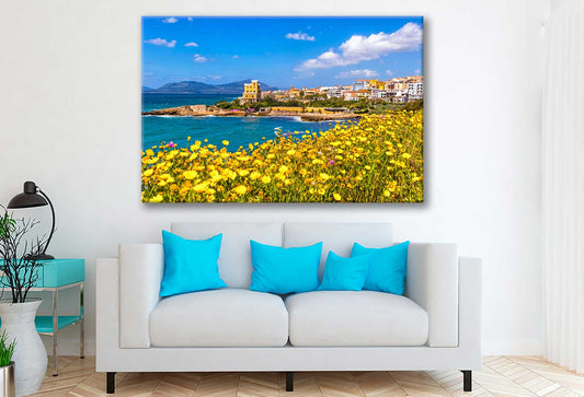 Bella Home Mediterranean Seacoast in Alghero City Print Canvas Ready to hang