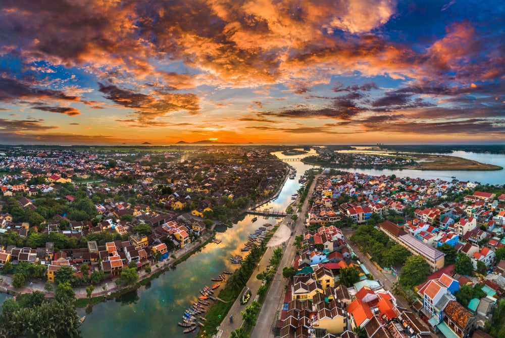 Wallpaper Murals Peel and Stick Removable Aerial View of Hoi An Ancient Town in Vietnam High Quality