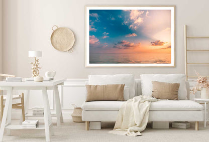 Ocean View Orange & Golden Sunset Photograph Home Decor Premium Quality Poster Print Choose Your Sizes