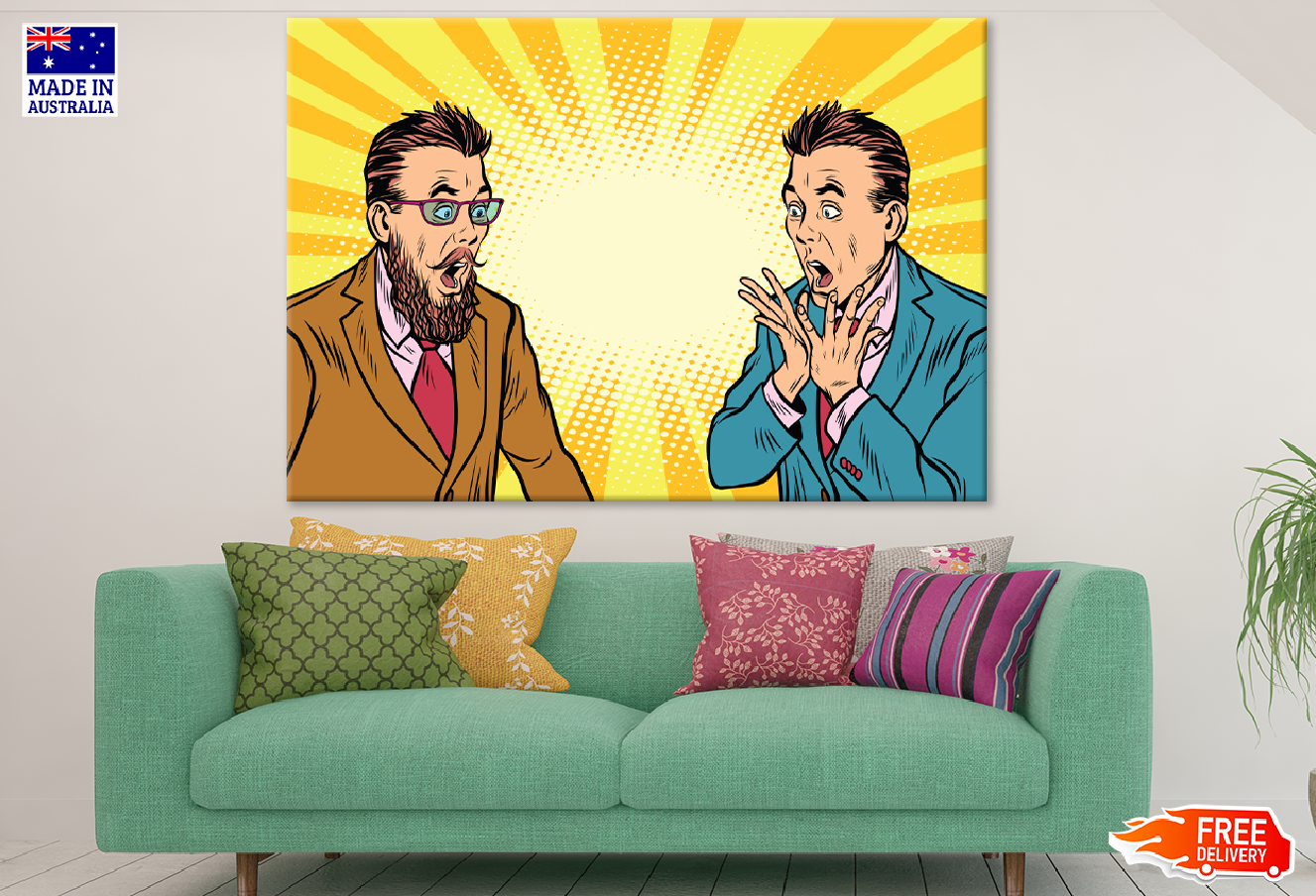 Surprised Bearded Man & Business Man Illustration Print 100% Australian Made