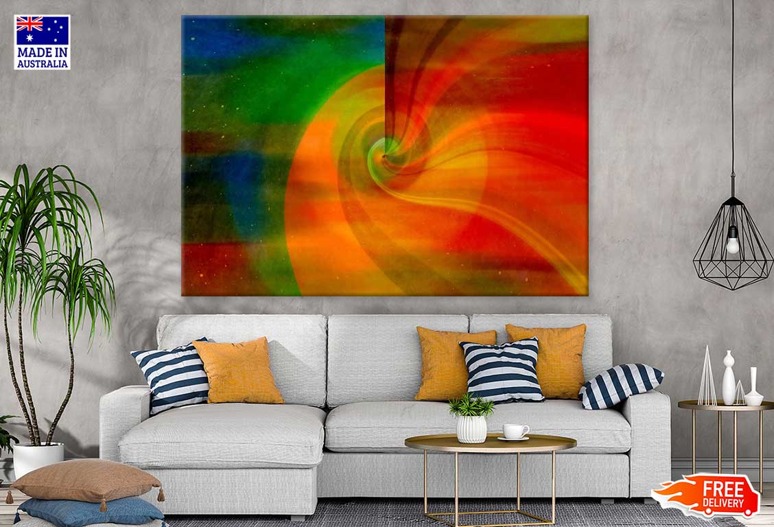 Red Orange & Green Abstract Design Print 100% Australian Made