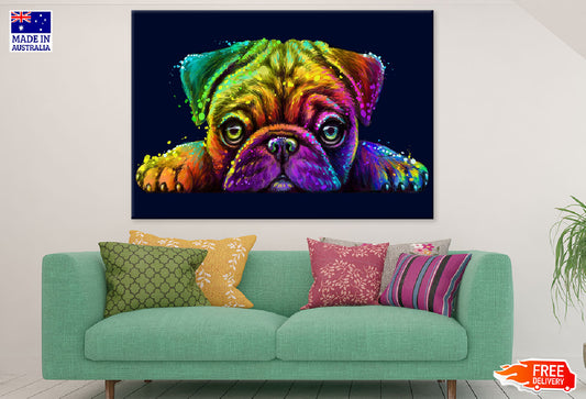 Colorful Pug Dog Face Abstract Design Print 100% Australian Made