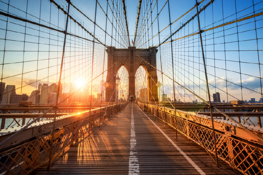 Brooklyan Bridge Sunset Photograph in New York City Print 100% Australian Made