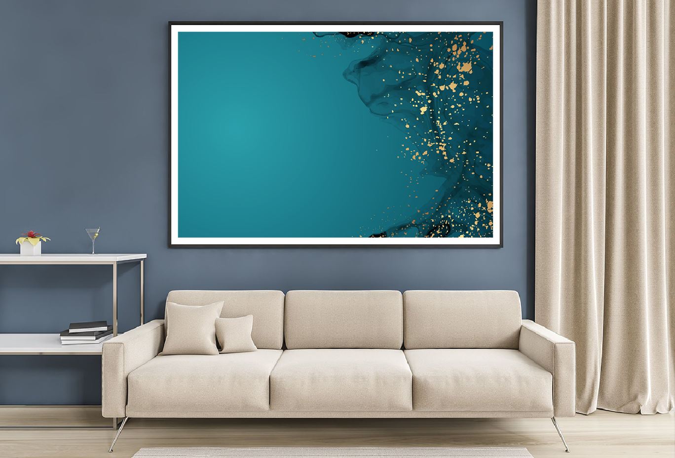 Turquoise Green & Gold Abstract Design Home Decor Premium Quality Poster Print Choose Your Sizes