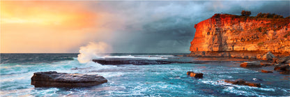 Panoramic Canvas Rocks near Sea View Photograph High Quality 100% Australian Made Wall Canvas Print Ready to Hang