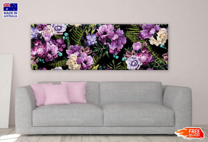 Panoramic Canvas Colourful Flower Art High Quality 100% Australian made wall Canvas Print ready to hang