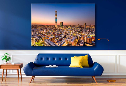 Bella Home Cityscape & Sunset in Tokyo Print Canvas Ready to hang