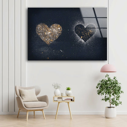 Heart Shaped Gold Dust Design Acrylic Glass Print Tempered Glass Wall Art 100% Made in Australia Ready to Hang