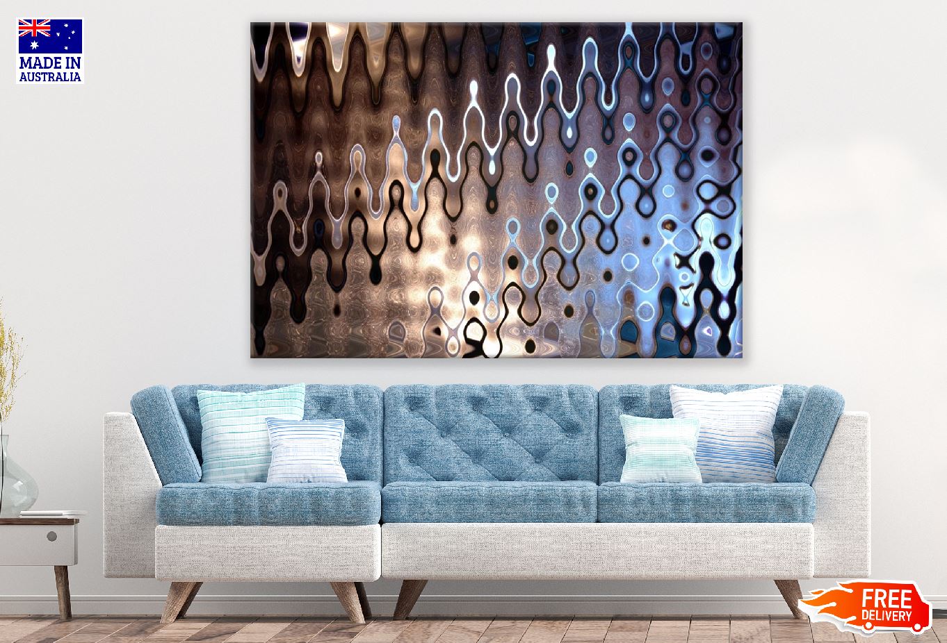 Brown & Silver Abstract Design Print 100% Australian Made