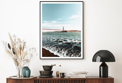 Golden Gate Bridge & Beach View Photograph Home Decor Premium Quality Poster Print Choose Your Sizes