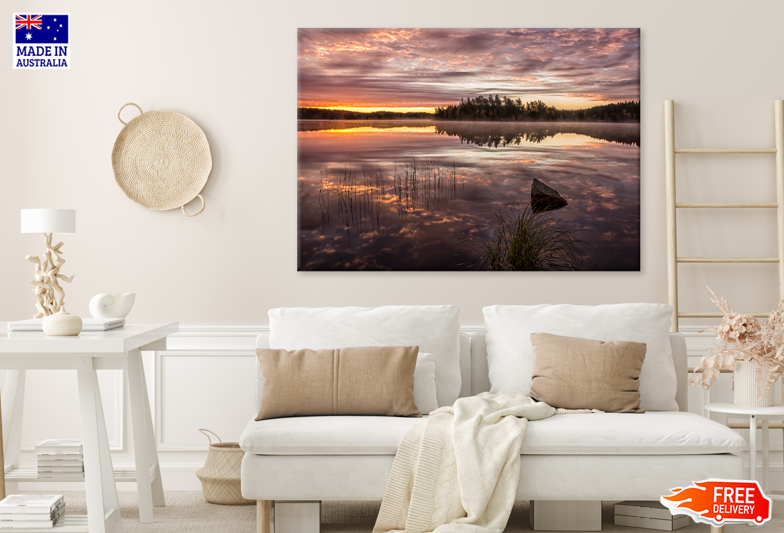 Rock On Sunset Cloudy Sky Scenery View Print 100% Australian Made