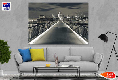 Millennium Bridge Night View B&W Photograph Print 100% Australian Made