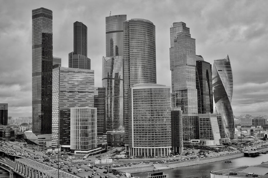 Moscow City B&W View Photograph Print 100% Australian Made