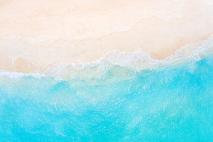 Clear Blue Sea Wave & Sand Aerial View Photograph Home Decor Premium Quality Poster Print Choose Your Sizes